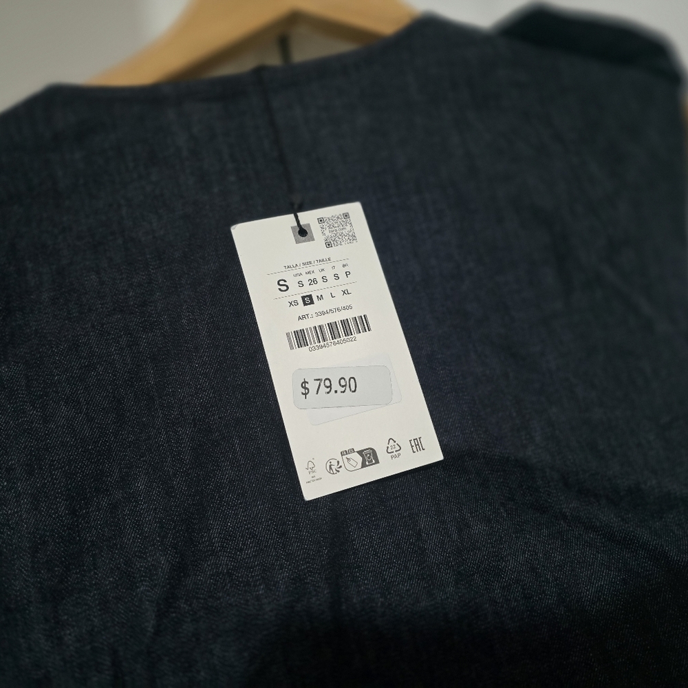 Zara Dark Blue Denim Midi Dress with Gold Accents - Picture 14 of 16